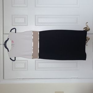 CK Color Block Dress. Black/Cream/Gold Size 8